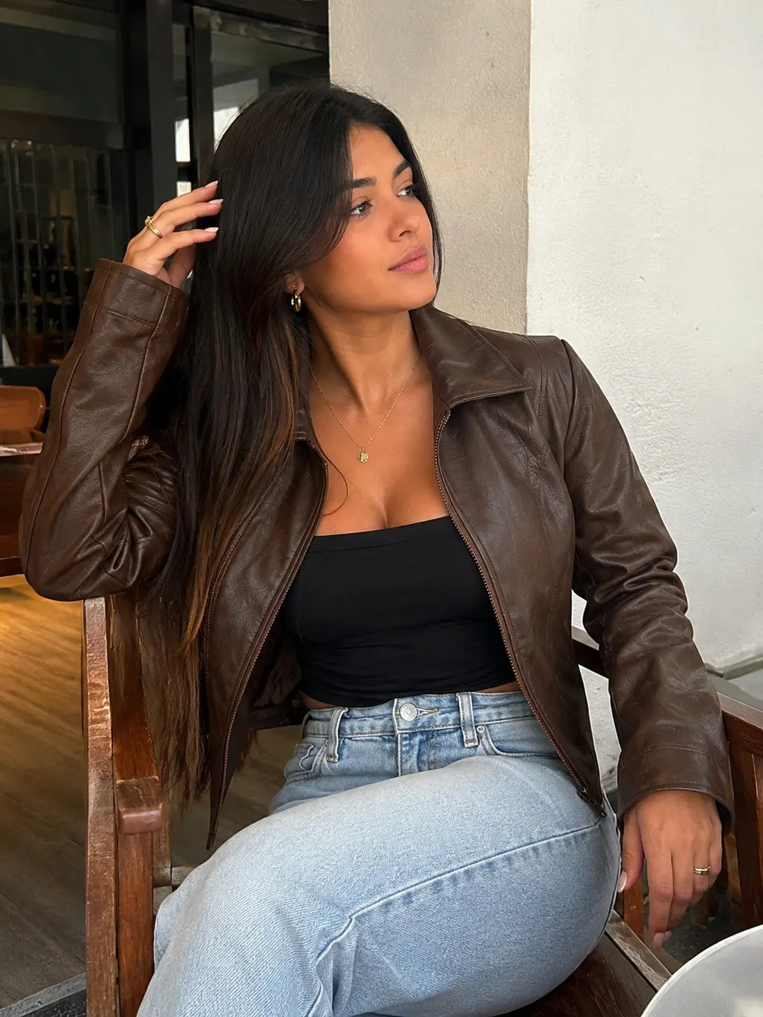 Jaqueta de Couro Casual - Aline